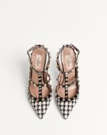 ROCKSTUD PUMP IN PIED-DE-POULE FABRIC 100MM - Image 4